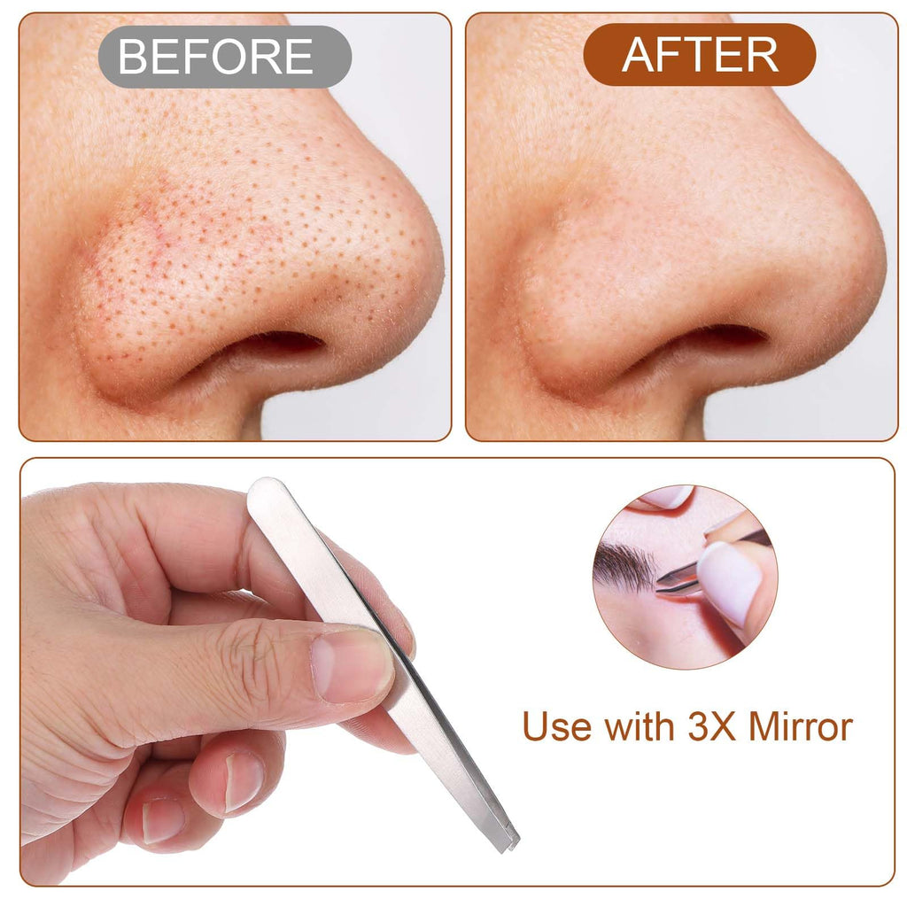QFGasre 2Pcs Tweezers for Eyebrows Women Facial Hair eyebrow Tweezers Stainless Steel Precision Eyebrow Plucking for Facial Chin Brow Silver Women and Men