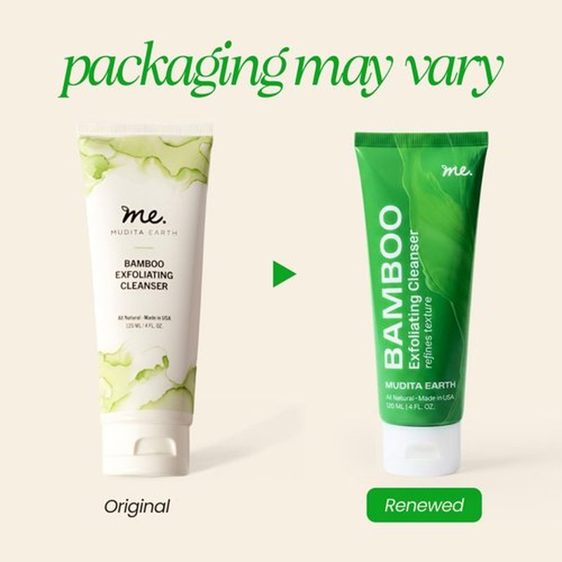 Mudita Earth Bamboo Microdermabrasion Facial Scrub – 4oz | Dermatologist-Tested Exfoliator Cleanser for Face & Body, Acne & Blackheads | Shea Butter & Lactic Acid - Vegan, Fragrance-Free, Sulfate-Free
