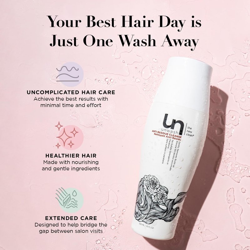 Unwash Anti Residue Hair Cleanse - Gentle pH Balanced Daily Conditioner Wash | 10 Fl Oz, White