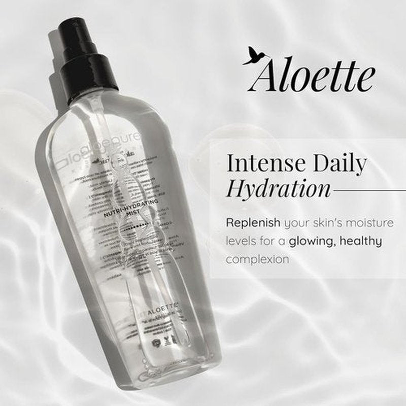 Aloette Nutri-Hydrating Mist After Sun Spray - Aloe Vera Facial & Body Mist with Silk Amino Acids & Vitamins - 8oz for Glowing Skin