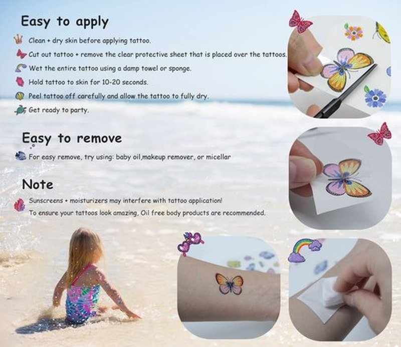 Glitter Unicorn Temporary Tattoos for Kids, 24 Sheets Waterproof Mermaid Tattoos Stickers 240+Pcs, Girls Gifts Birthday Party Baby Shower Favor Supplies, Goodie Bags Fillers & Classroom Exchange