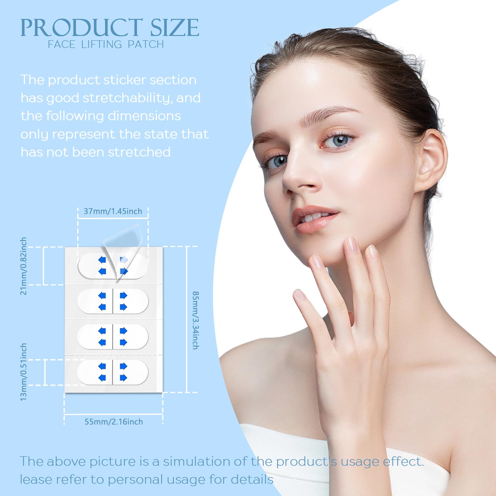 ZZBUY 120 Pcs Face Tape Lifting Invisible Sticker, Instant Face Lifter Straps Facial Tape Tightening and Lifting Bandage for Lifting Sagging Skin & Jowls, Clear