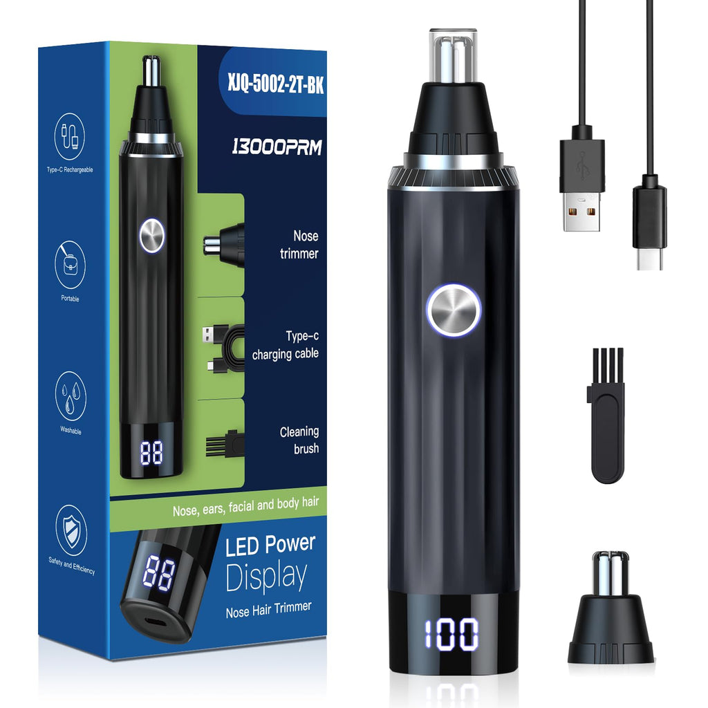 Ginity LED Display Ear and Nose Hair Trimmer Clipper for Men Women,2025 Rechargeable 2 in 1 Professional Painless Eyebrow & Facial Hair Trimmer with Powerful Motor