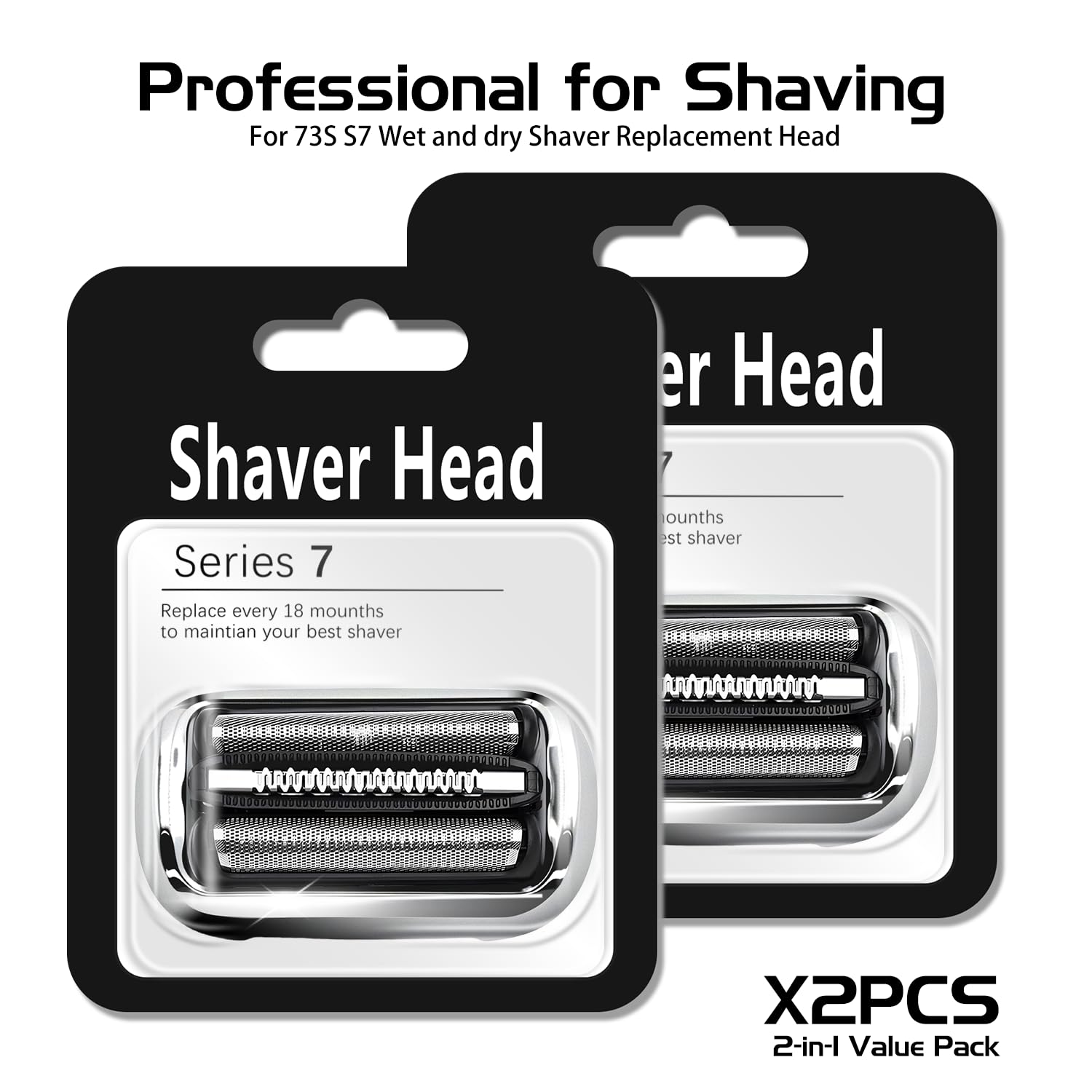 73S Series 7 New Generation Shaver Replacement Head for Braun S7 Electric Shavers - Compatible with Braun Shaving Razor Model 7020s, 7025s, 7027 cs, 7071cc, 7075cc, 7085cc
