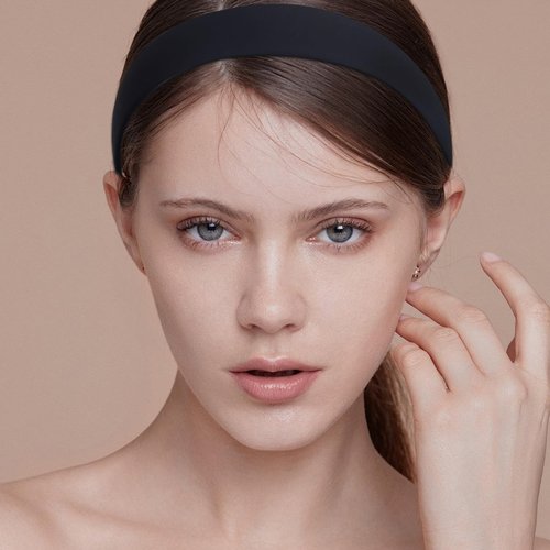 enop Black Satin Headbands for Women 1 Inch Anti-slip Black Ribbon Hair Bands for Girls Plain Hard Headbands for Crafts 16 Pack