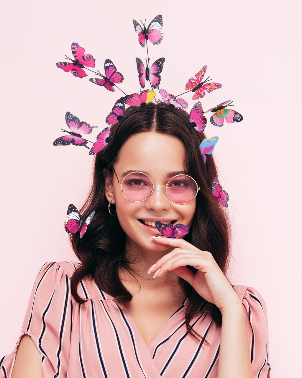 Zuaooz 6Pack Butterfly Fascinator Headband Monarch Butterfly Crown with Clips Tea Party Nature-themed party Halloween costome Headpiece