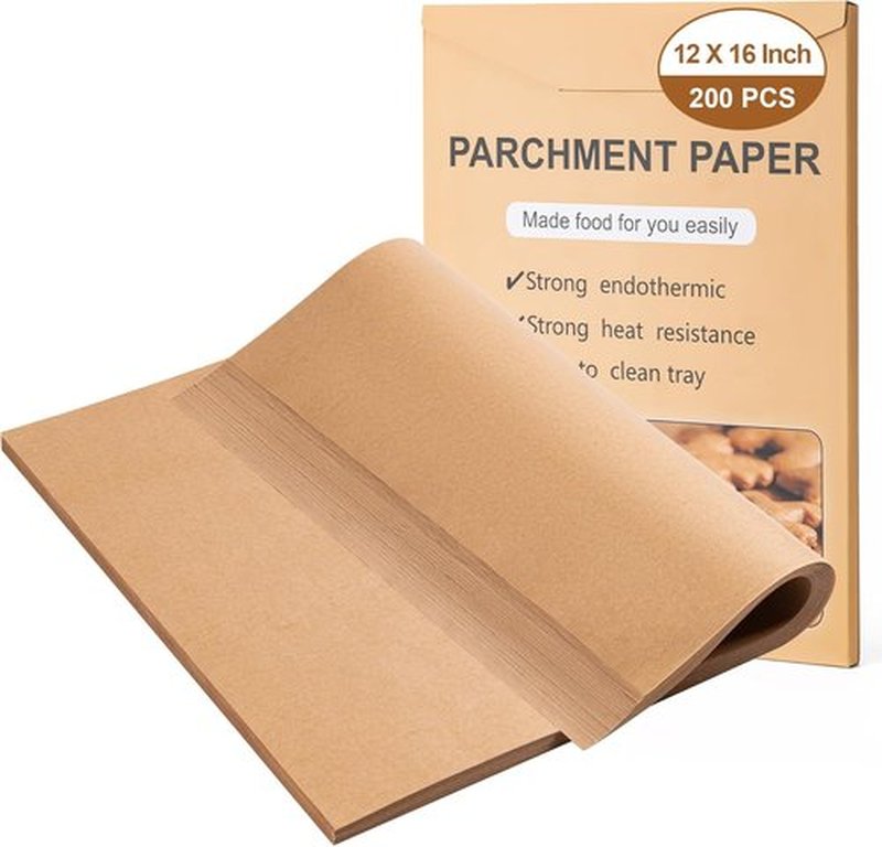 Skiennix Parchment Paper Sheets - 200 Non-Stick Precut Sheets | 12x16 Inches, Unbleached for Baking & Cooking
