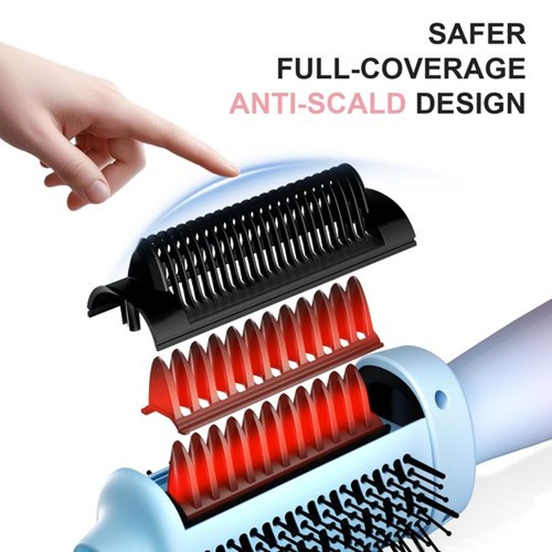 BEAUTYOVO 3-in-1 Blow Dryer Brush with Round & Straightening Brush, Hair Dryer Brush with 3 Heat/Speed Settings, Hair Styler and Volumizer with Ionic Technology for Drying, Straightening, Volumizing