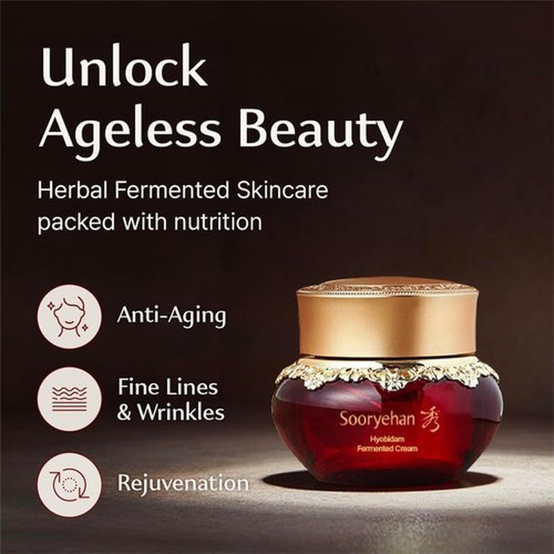 Sooryehan Hyobidam Fermented Cream - Korean Face Moisturizer with Wild Ginseng | 1.7fl oz Wrinkle & Night Cream