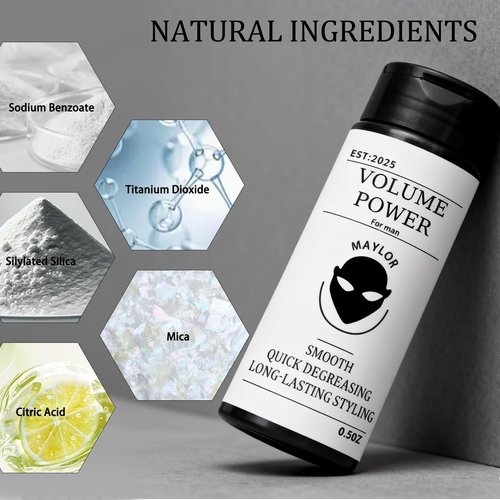 Men's Textured Setting Powder - Instantly thicker hair, long-lasting hold, lightweight, natural-looking finish, infused with natural ingredients, and a matte finish (1)