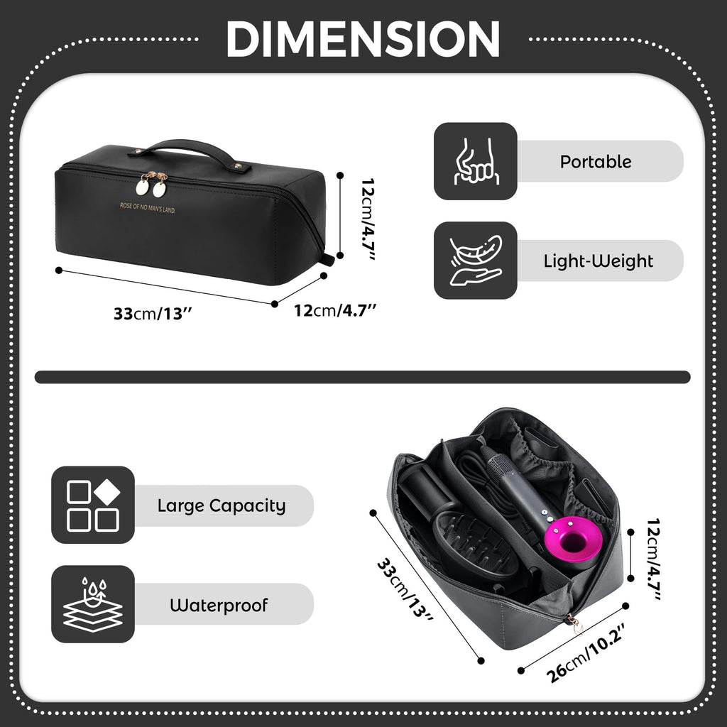 Linpr Hair Tool Travel Bag, Hair Dryer Case for Dyson Airwrap, Black