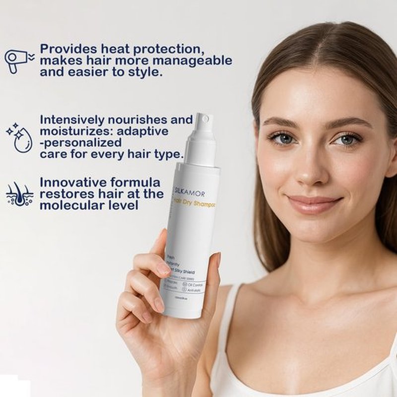 SilkAmor Leave In Conditioner Spray - Silk Protein Hair Conditioner, Heat Protection, Smoothing, Repairs Dry Damaged Hair, and Anti-Frizz, 150ml