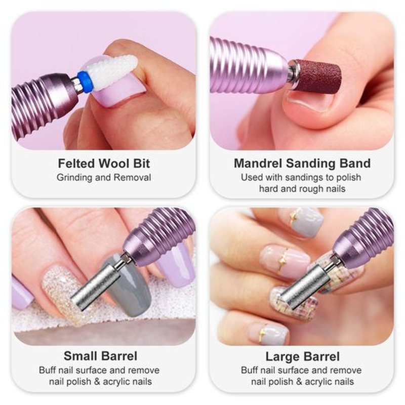HEBECA 12pcs Nail Drill Bits Set for Manicure Pedicure, 3/32" Diamond Cuticle Electric Nail File and Ceramic Acrylic Gel Nail Bit Kit - Ideal for Home Salon Use AD3001