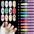 12 Colors Nail Art Markers Set: 0.5mm Fine Nail Art Pens, Waterproof & Quick-Dry Nail Polish Pens for Professional Nail Design, Dotting, Lining, Lettering, and DIY Manicure Art