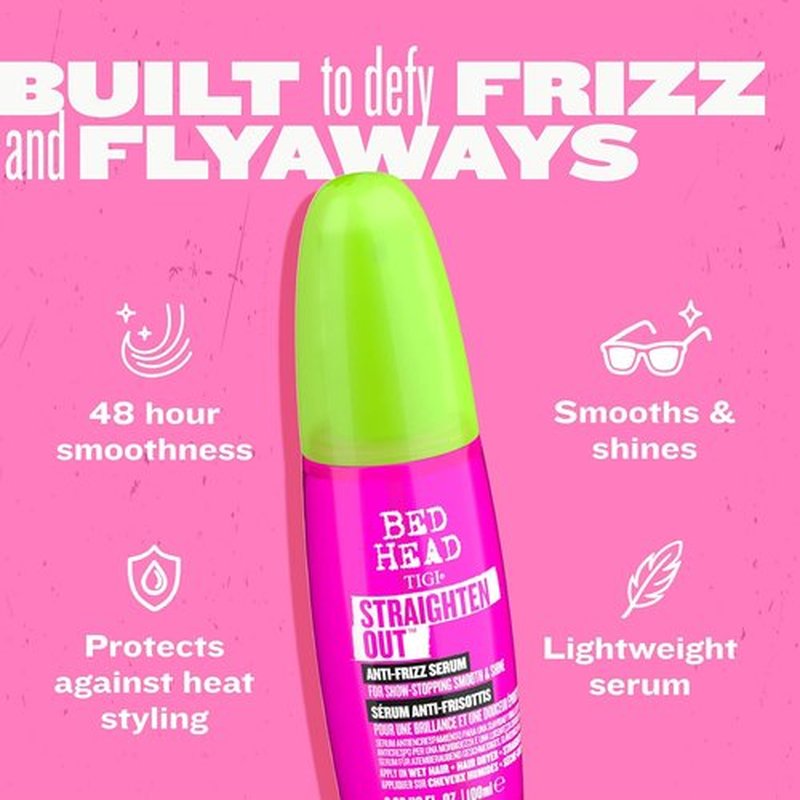 TIGI Bed Head Straighten Out Anti-Frizz Serum - Smooth, Sulfate-Free Formula for All Hair Types