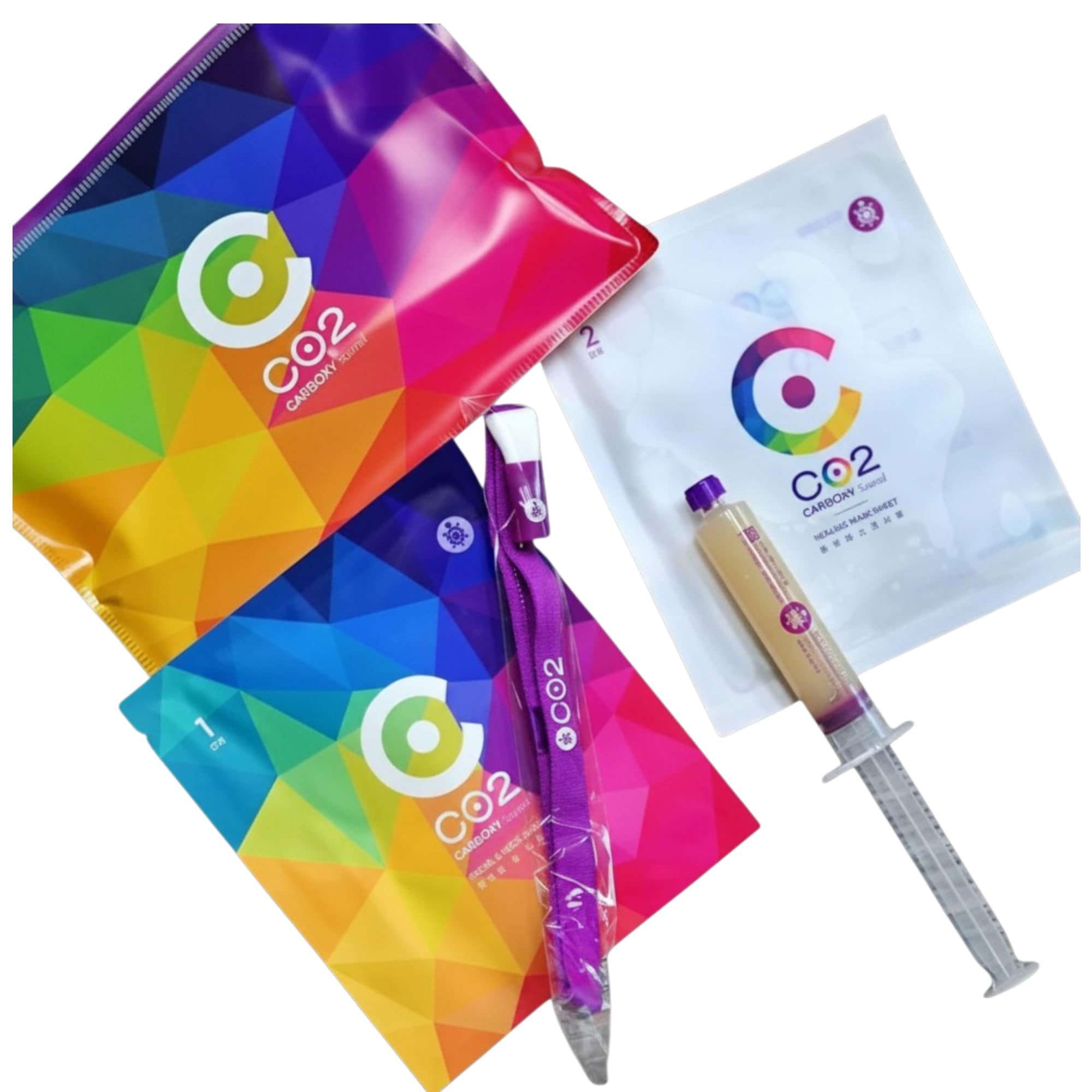 Ribeskin CO2 Carboxy Sound Facial Kit 1‑Treatment - 3 Step Skincare Set with CO2 Gel and Mask Sheets for Skin Brightening, Smoothing & Hydration