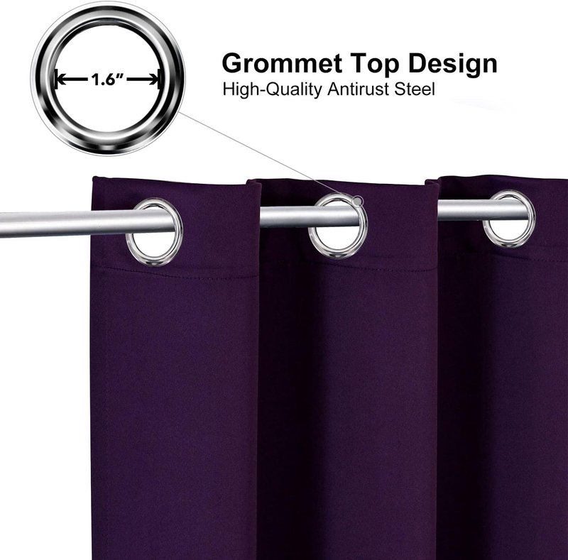 ChrisDowa Grommet Blackout Curtains - Thermal Insulated Room Darkening Panels, Royal Purple, 42"W x 63"L