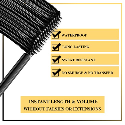 Regine Switzerland Black Waterproof Mascara - Dramatic Volume & Vegan Formula for False Lash Effect