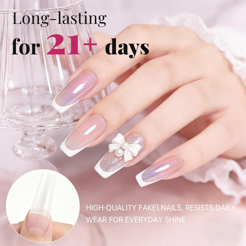 Krofaue 500PCS Soft Gel French Half Cover Acrylic Nail Tips Manicure