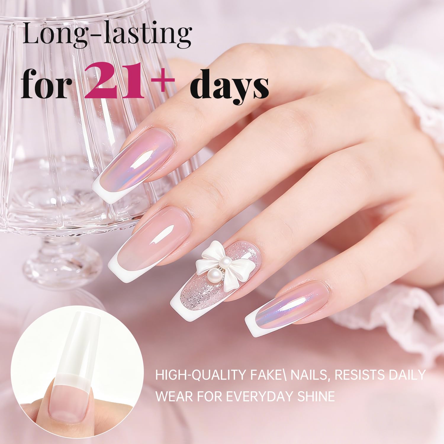 Krofaue 500PCS Soft Gel French Half Cover Acrylic Nail Tips Manicure