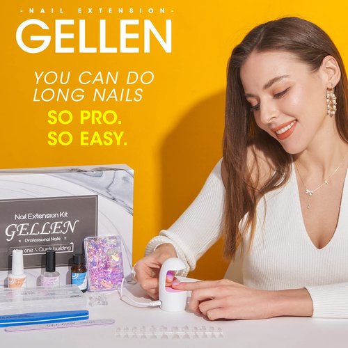 Gellen Gel Nail Extension Nail Kit, Square Acrylic Tips, Gel Top Coat, Nail Primer and Dehydrator, X Nail Kit with Everything for Nail Art Manicure