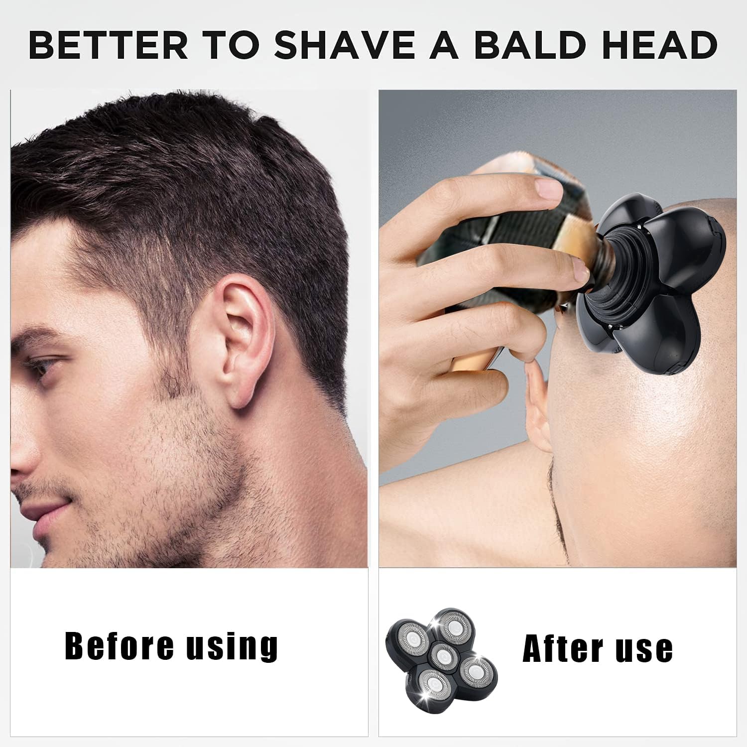 5 Head Shaver Replacement Blades Compatible with Freedom Head Shaver Kit - Electric Razor Heads for Bald Men, Head & Face Shaving