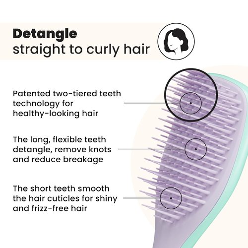 Tangle Teezer Ultimate Detangler Brush - Travel-Size Mini Hair Brush for Straight to Wavy Hair, Wisteria Leaf