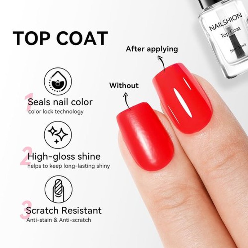 Skiennix Nail Polish Set - Clear Base & Top Coat | Quick-Dry, Vegan, Chip Resistant, 2 Pcs