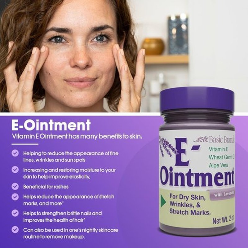 Basic Brands - Vitamin E Ointment with Lavender - 2oz - Moisture Enhancing - 2-Pack