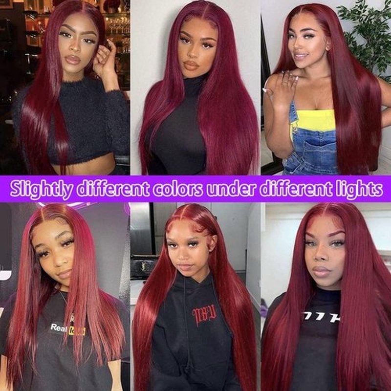 Arsola 99j Burgundy Lace Front Wigs Human Hair Red Burgundy Wig 200% Density 13x6 HD Transparent Straight Lace Frontal Wigs Pre Plucked with Baby Hair Glueless Wig s for Women 26 Inch