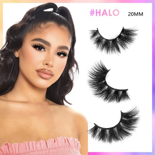 Barbielylashes 20mm Mink Lashes, 3D Real Mink Lashes, 3 Pairs Fluffy Dramatic False Eyelashes, 100% HandMade Mink Lshes, 6D Wispy Long Thick Full Volume Strip Eye Lashes, Cruelty Free (Party Time)