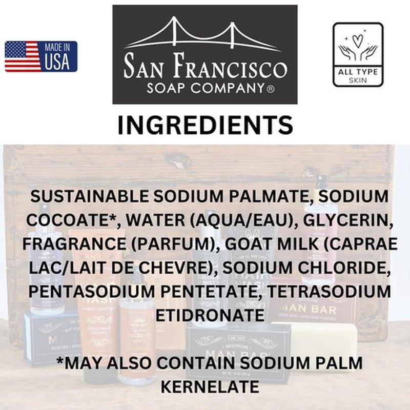 San Francisco Soap Company Goat Milk Bar Soap | Sandalwood Musk | Dye-Free Bar Soap | Enriched With Nourishing Goat Milk | Unisex Fragrance | 10Oz