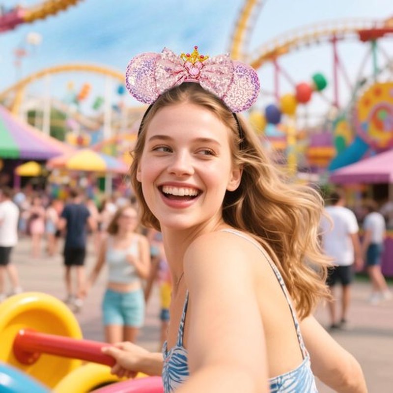 MADO pink mouse ear headbands for women girls, pink women mouse ears costume accessories for adults women girls