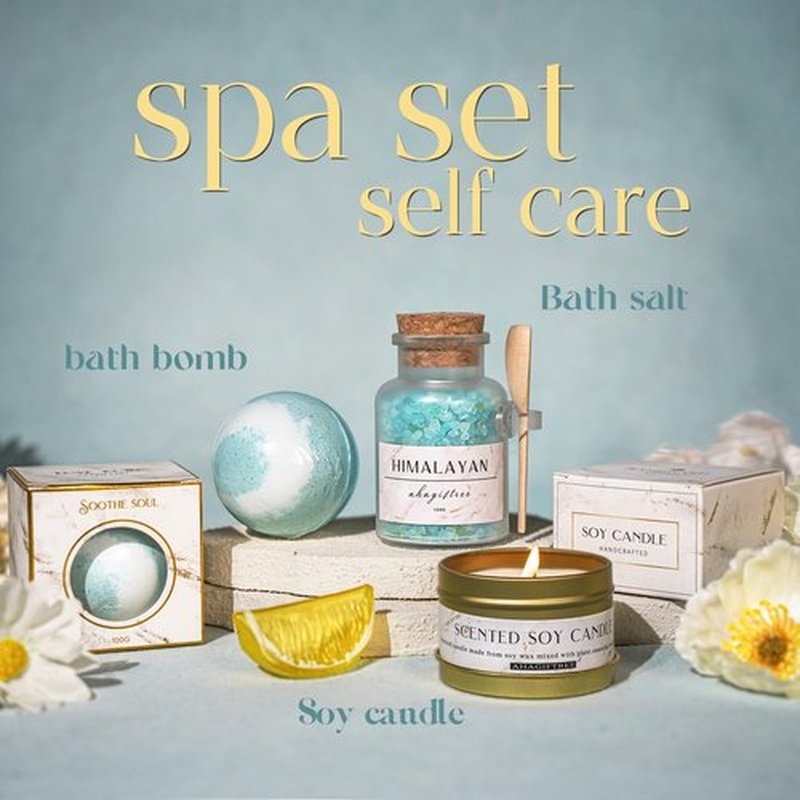 AHAGIFTREE Birthday Gifts for Women Self Care Gifts Get Well Soon Gifts Baskets with Moon lamp for Women After Surgery,11PC Spa,Thinking of You Gift, Care Package for Mom Friend (Turquoise)