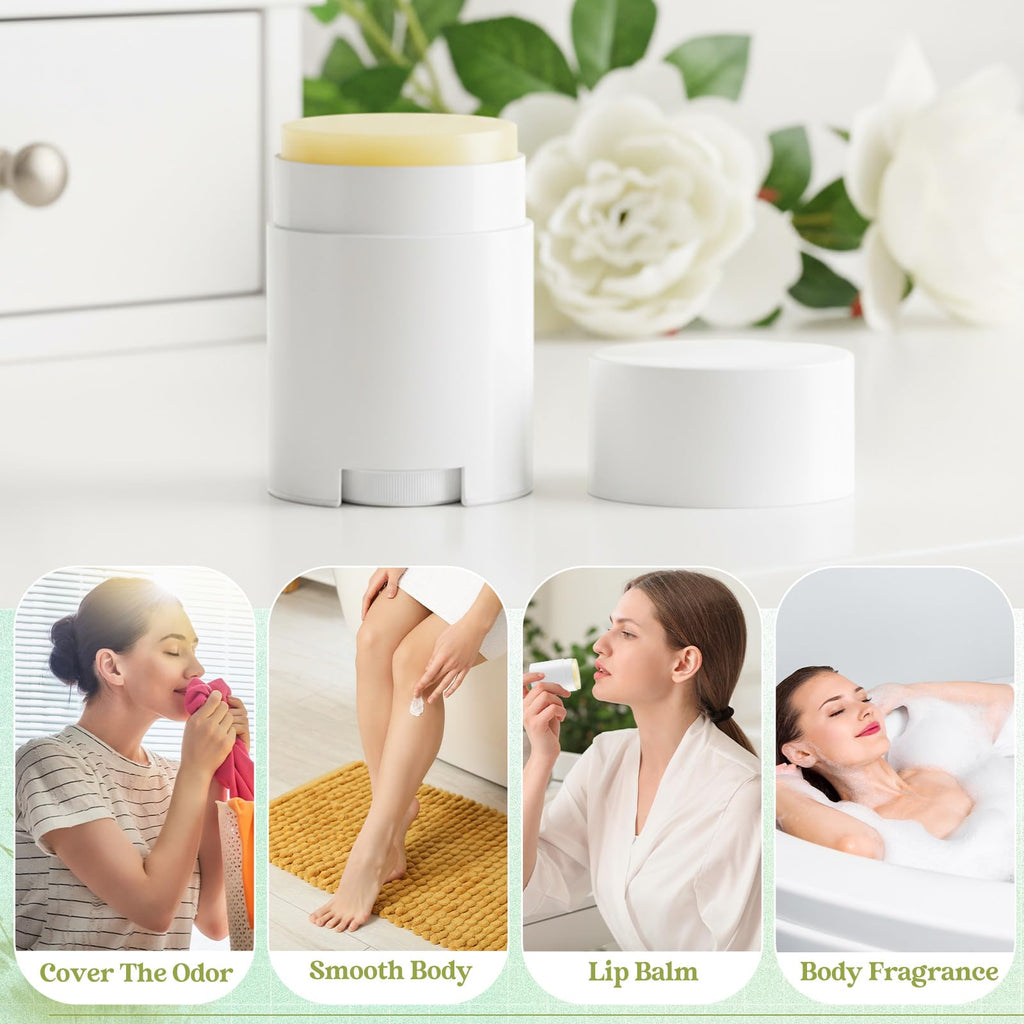 Teenyyou 30 Pack Empty Deodorant Containers, Bottom Filling, Plastic Oval Refillable Deodorant Containers Twist up Oval Lip Balm Tube for DIY Deodorants Lipstick Crayon Lotion(30ml/1oz,White)
