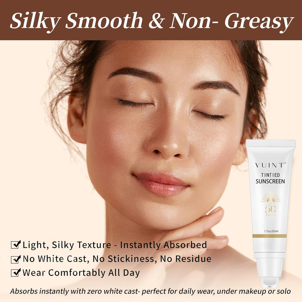 Vuint Tinted Sunscreen SPF 50 - Lightweight, Non-Greasy Broad Spectrum Protection for Sensitive Skin