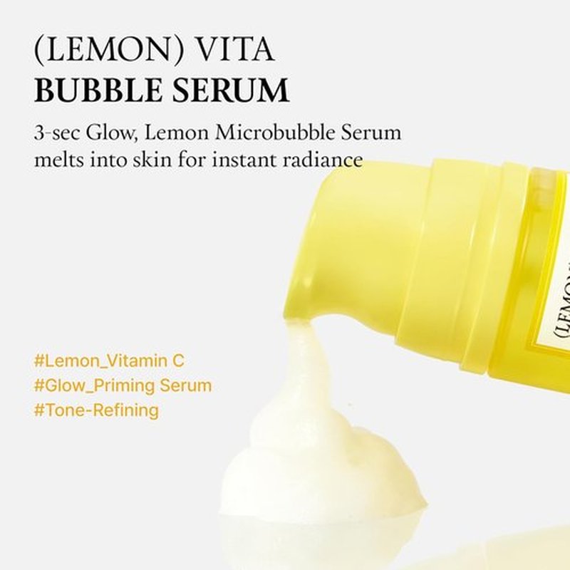 FULLY Lemon Vita Bubble Facial Serum - 69% Organic Jeju Lemon Water & Vitamin C for Instant Glow | 3.21 fl. oz Vegan Korean Skincare