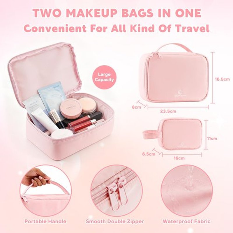 Color Nymph Makeup Set for Teen Girls Women with 2-in-1 Travel Bag, All In One Makeup Case Full Kit Includes Eyeshadow Lipgloss Eyebrow Powder Highlighter Blush Mascara Eyeliner Lipliner & Puff - Pink