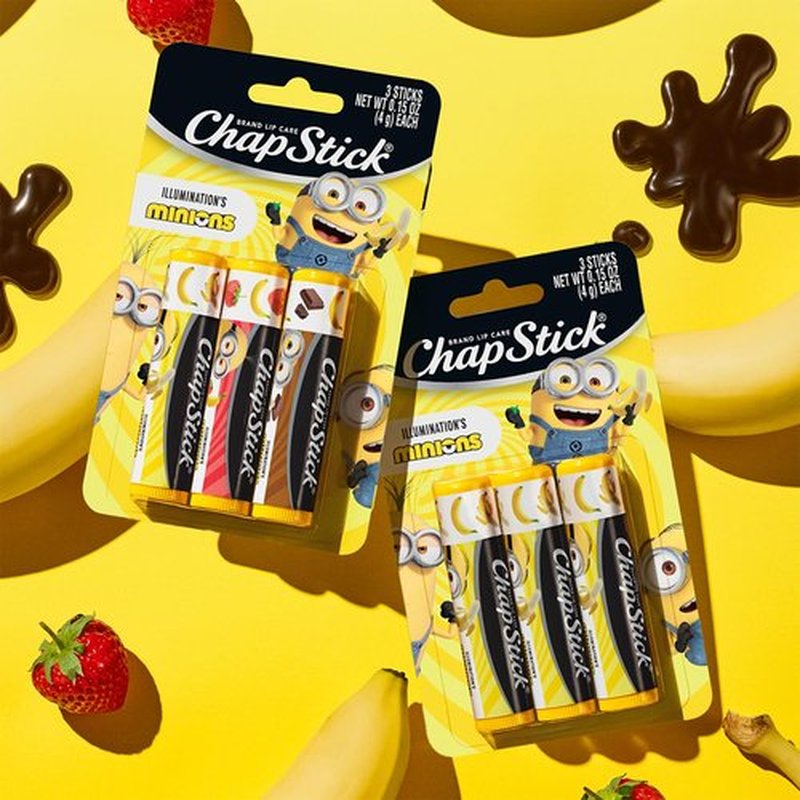 ChapStick Bulk Lip Balm Sets, Minions, 12 Banana Variety 3-Packs (36 Sticks Total), Party Favors for Kids, 0.15 Oz Each