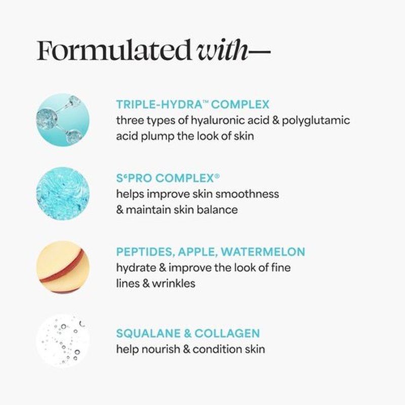 TULA Skincare Triple Hydra Complex Serum - Ultra Hydration for Fine Lines & Dehydration | 1 FL OZ