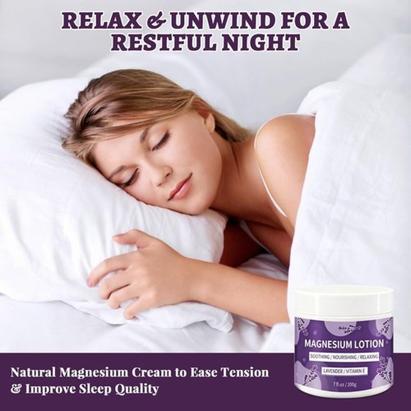 Magnesium Lotion for Sleep & Muscle Soothing 7 oz - Magnesium Body Cream with Lavender, Shea Butter & Vitamin E, for Deep Nourishment & Full-Body Relaxation, Fast-Absorbing & Unscented