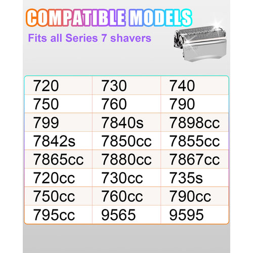 2 Pack Series 7 Replacement Head 70S for Braun Shavers