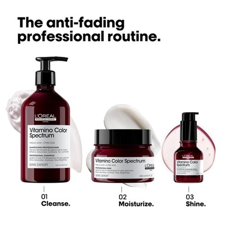 L'Oréal Professionnel Paris Vitamino Color Spectrum Glass Shine Serum - Instant Glass Hair Shine, Protects Color Treated Hair, Heat Protection Up to 450°F, Vibrant Colors Up to 100 Days, Anti-Frizz