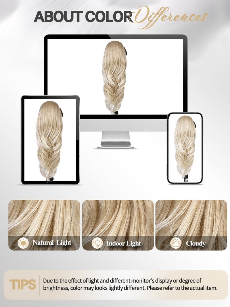 WIGER Ombre Blonde Ponytail Extension 26 Inch Drawstring Ponytail Extension for Women Long Wavy Layered Christmas Pony Tails Hair Extensions for Girls Daily Use