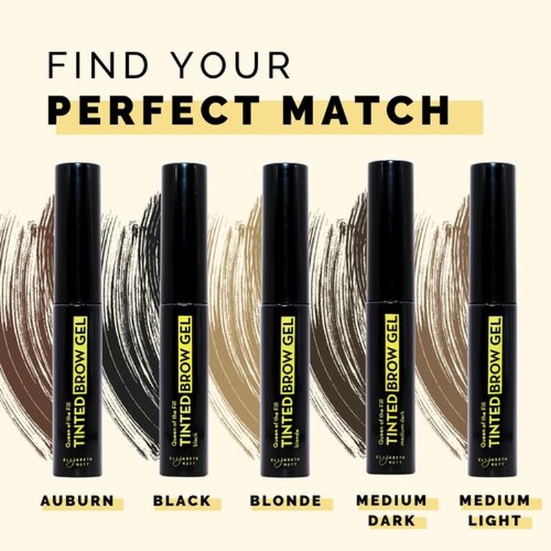 Elizabeth Mott Queen of the Fill Tinted Eyebrow Gel - Water-Resistant Brow Filler & Volumizer - Dark Medium Brown 4g