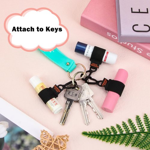 Desing Wish 6 PCS Mini Chapstick Holder Keychain Elastic Sleeve Chapstick Keychain Holder for Lip Balms/Lip Gloss/Lipsticks, Portable Lip Balm Holder Sleeves - Colorful