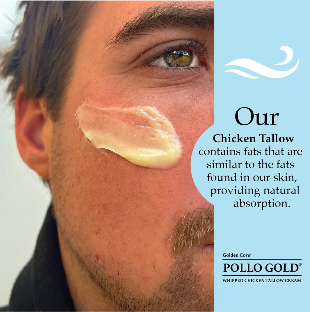 Pollo Gold Whipped Chicken Tallow Cream – Collagen-Rich Organic Face & Body Moisturizer with Olive & Essential Oils | Handmade in USA | For All Skin Types – 2 oz (Lavender Vanilla)