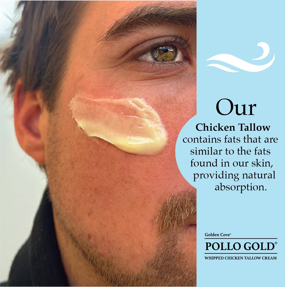 Pollo Gold Whipped Chicken Tallow Cream – Collagen-Rich Organic Face & Body Moisturizer with Olive & Essential Oils | Handmade in USA | For All Skin Types – 2 oz (Lavender Vanilla)