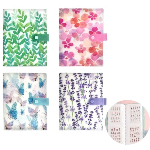 MIAO YUAN 4 PCS Nail Art Sticker Storage Book Artistic Decals Collection Organizer DIY Sticker Collecting Holder Transparent Photo Storage Book (120 Slots/Pc)