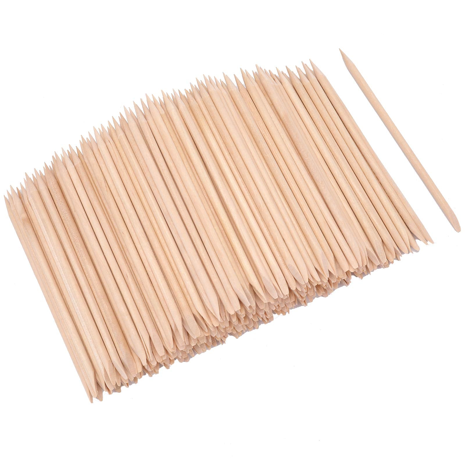 Hedume 600 Pcs Orange Wood Nail Sticks, Double Sided Multi Functional Cuticle Pusher Remover, Pointed End & Flat End Manicure Pedicure Tool